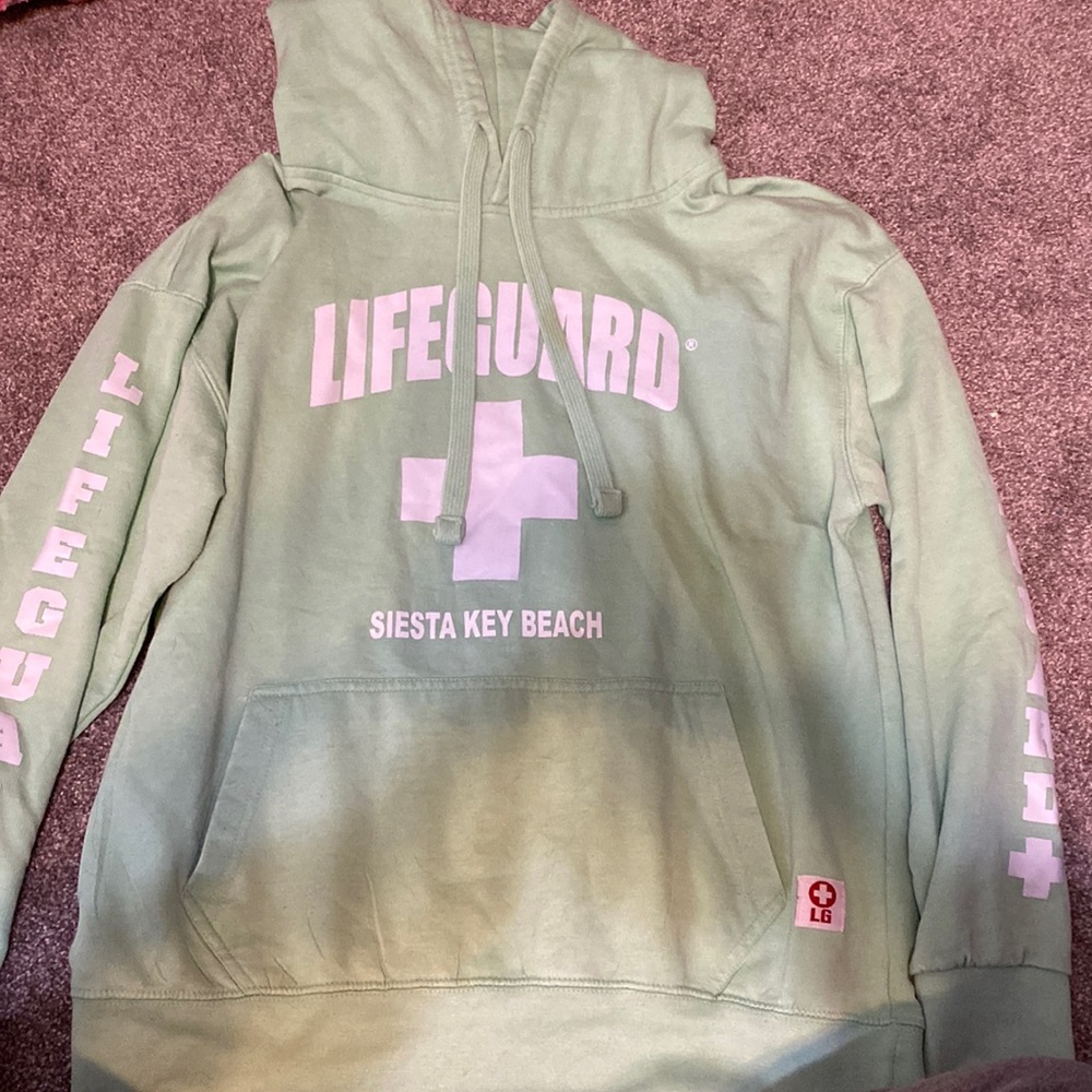 mint green hoodie